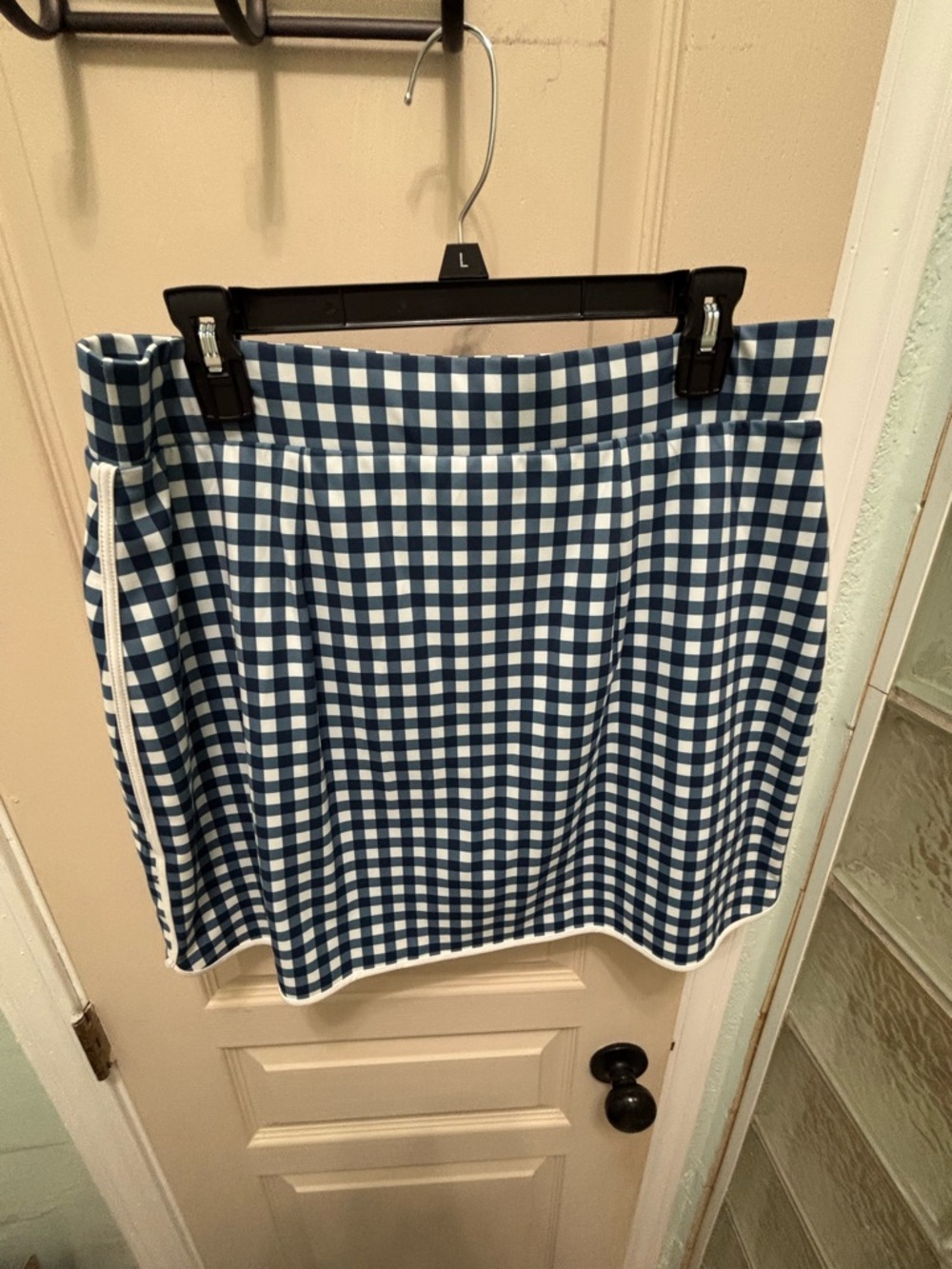 J. Crew Factory Gingham A-Line Tennis Skort- Navy/White Size Large